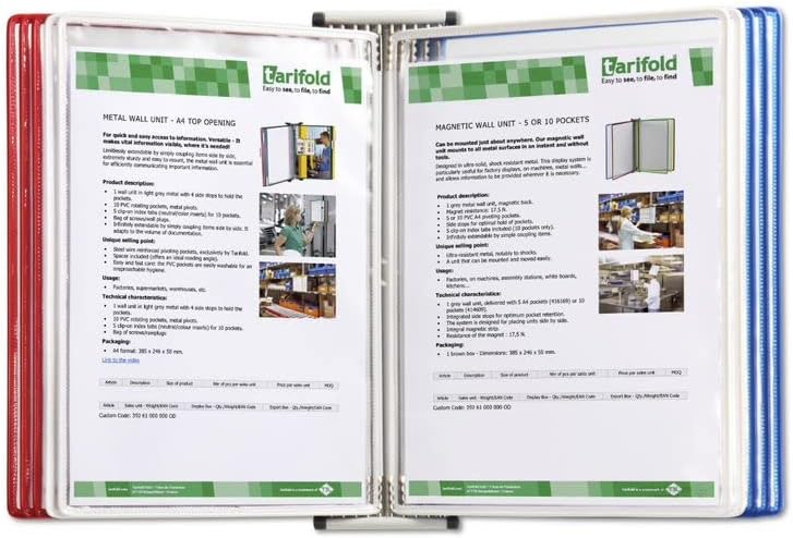 Tarifold DJOIS by - Wall Mount Reference System - Durable Steel Wire Frames - Letter-Size -10 Double-Sided Display Pockets - 20 Sheet Capacity - Adjustable Tabs - Made in France - National Flag: USA - Image 2